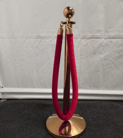 Afzetpaaltje messing met rode velours koord