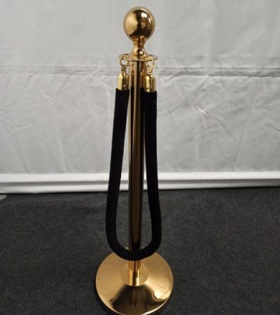 Afzetpaaltje messing met zwarte velours koord